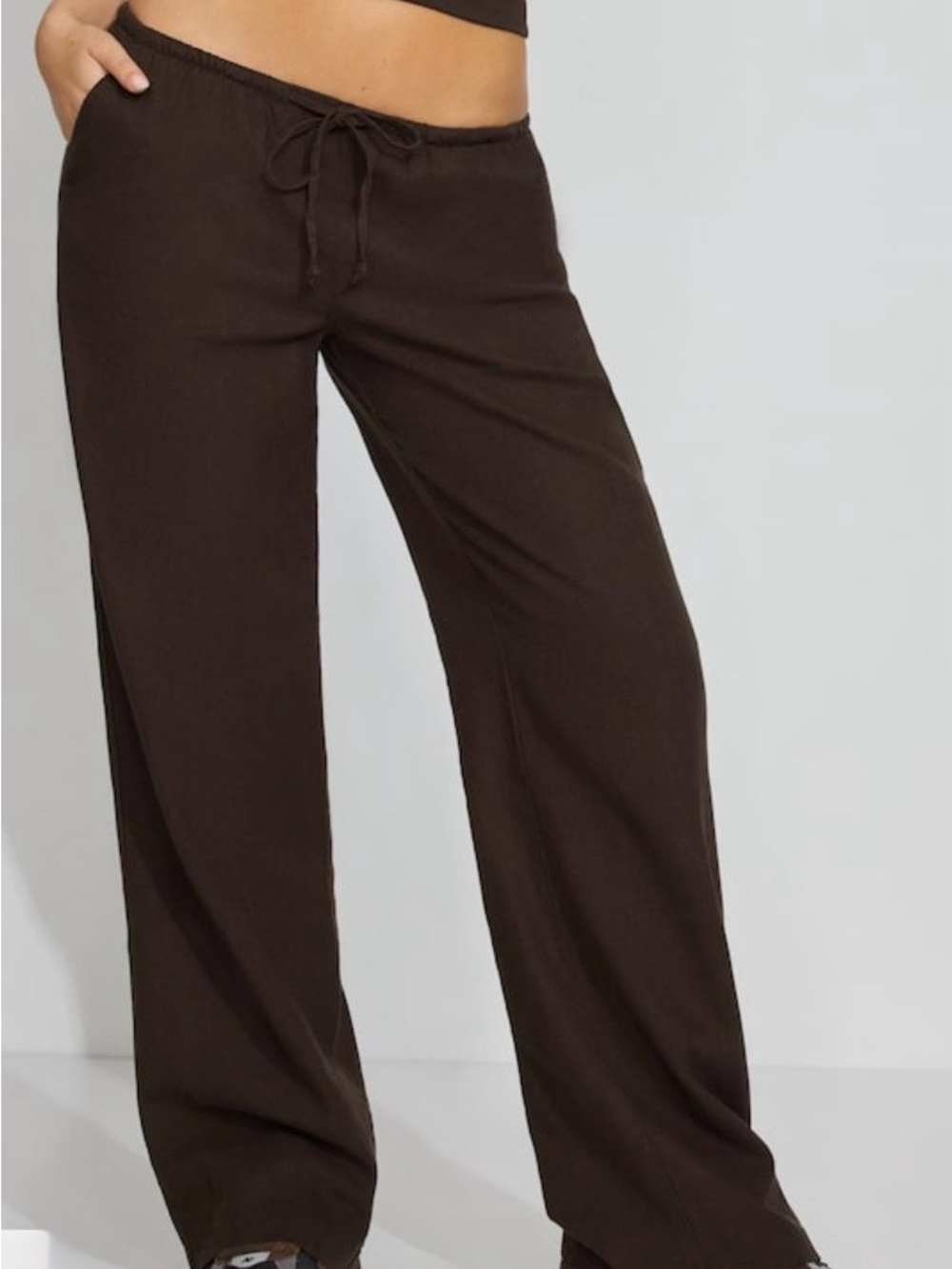 NWT Garage Women's Drawstring linen pant - Dark Brown